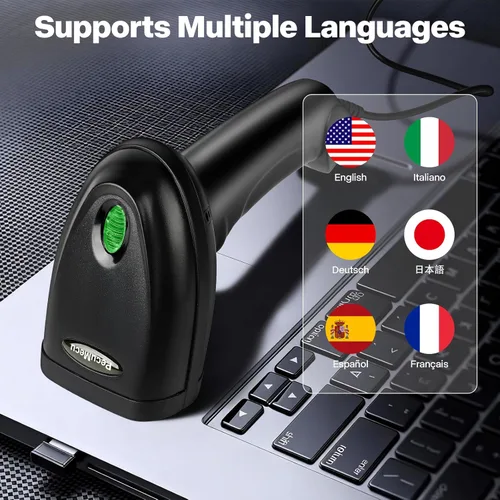Vista 6 de Lector de códigos de barras 1D&2D USB portátil, lector de códigos QR con cable PDF417 Matriz de datos con cable USB largo para pago móvil POS