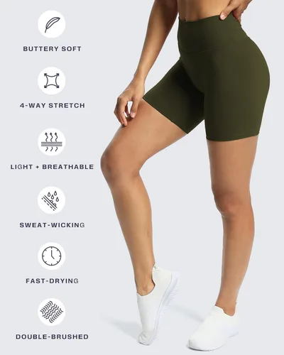 Vista 4 de Aoxjox Trinity - Shorts de ciclismo para mujer, control de abdomen, cintura alta, para ejercicio, gimnasio, correr, yoga, de 6 pulgadas