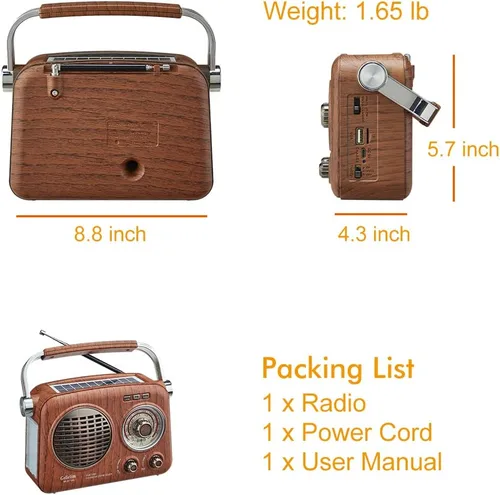 Vista 6 de AM FM Radio retro de onda corta Altavoz Bluetooth con sonido cristalino + reproductor de cassette portátil grabadora de cinta con radio AM FM