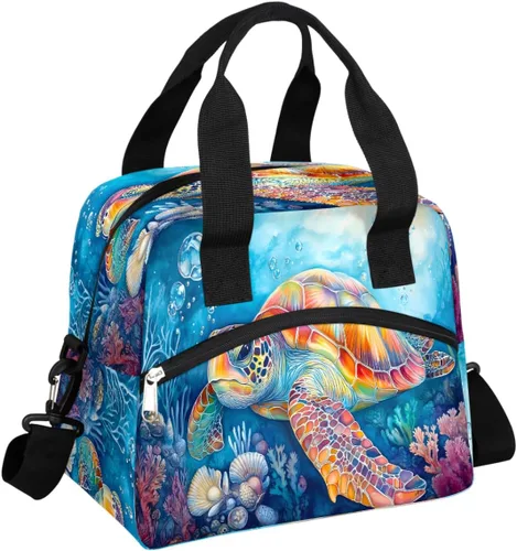 Vista 26 de Pardick Bolsa de almuerzo aislada con diseño de galaxia colorida para mujeres y hombres y adultos, con purpurina, grande, hielera, térmica A01