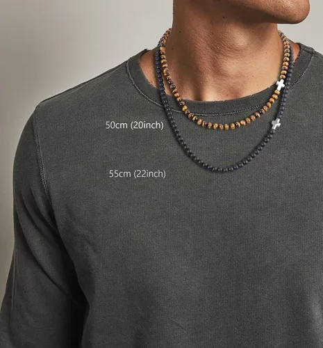 Vista 3 de GAVU Collar de cruz con cuentas de cristal de 0.236in para hombre