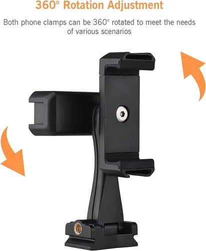 Vista 2 de Andoer AD-04 Soporte de trípode universal para teléfono con soportes para teléfono duales Abrazadera horizontal vertical para teléfono 4 Soporte