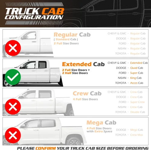 Vista 3 de M-Auto Estribos laterales de 6 pulgadas compatibles con Chevy Silverado GMC Sierra 1500 2500HD 3500HD 2019-2025, cabina extendida, barras Nerf