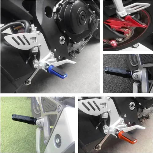 Vista 6 de Estriberas de motocicleta Pedales delanteros Reposapiés para Yamaha YZF-R1 2000-2003, YZF-R1 2004-2008, YZF-R1 2009-2021, YZF-R6 2003-2005/R6S Azul