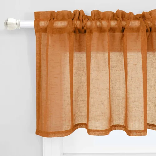 Vista 14 de KOUFALL Vallas de Cocina para Ventanas, Vallas de Lino Translúcidas de Estilo Granja para la Sala de Estar, Beige