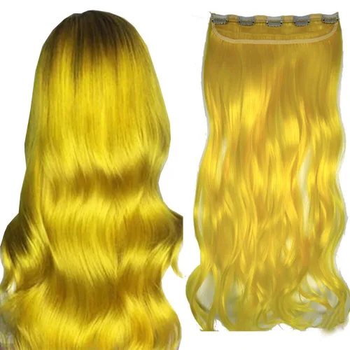 Vista 15 de Extensiones de cabello sintético de 24 pulgadas, 4.23 onzas, color negro, 5 clips, extensiones de cabello sintético resistentes al calor #1 (negro)
