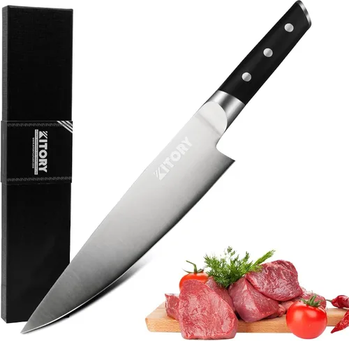 Vista 7 de Cuchillo de rebanar de 12 pulgadas – Cuchillo japonés para tallar carne y barbacoa para Turquía – Acero alemán de alto carbono – Pakka de gran