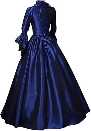 Vista 2 de SHWING Gothic Dresses for Women, Halloween Costumes for Women Lace Up Corset Waist Floor Length Victorian Dresses