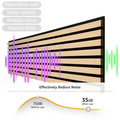 Vista 3 de Paneles de pared de chapa de madera acústica 3D para paneles de pared interior y techos, tablero de fieltro absorbente de sonido, paneles Roble