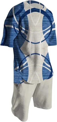 Vista 2 de Conjunto corto de 2 piezas para hombre, camiseta de manga corta y pantalones cortos, conjunto deportivo casual grande y alto