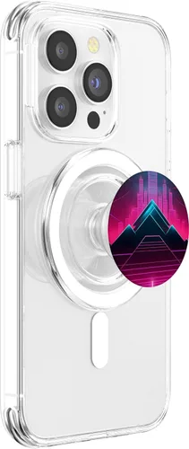 Vista 3 de Retrowave 80s Vaporwave Synthwave PopSockets MagSafe PopGrip for iPhone
