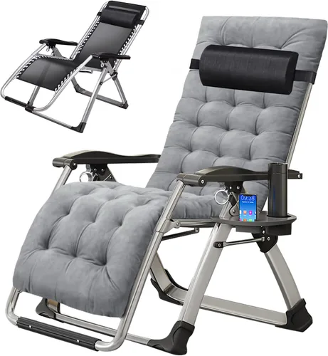 Vista 19 de ABORON Silla de Gravedad Cero, Sillas de Salón Plegables Premium para Césped y Exteriores, Sillas de Patio Reclinables Resistentes y Ajustables