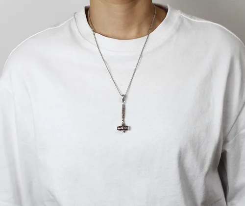 Vista 5 de COSUMOSU - Colgante de plata de ley 925 con martillo vikingo Thor Mjolnir