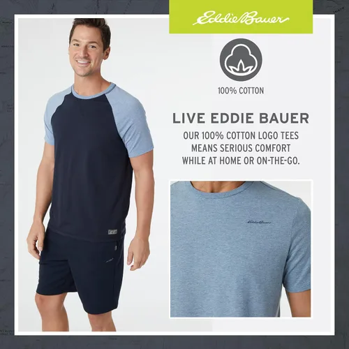 Vista 3 de Eddie Bauer Conjunto de pijama para hombre 4 piezas pantalones deportivos y pantalones cortos de descanso pijama 100 algodón para hombre S-XXL