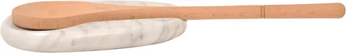 Vista 4 de Soporte para cucharas de mármol, resistente al calor, sin BPA, para la parte superior de la estufa, soporte para utensilios de cocina para cuchara