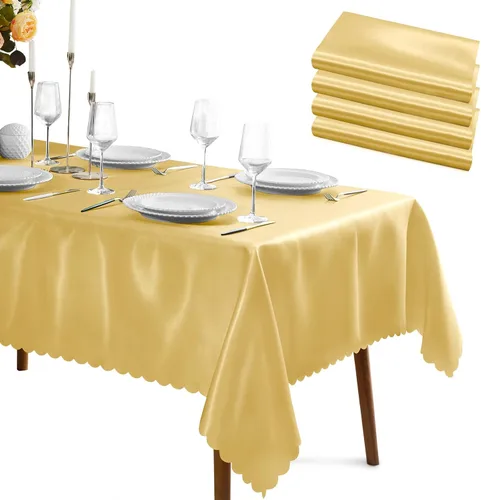 Vista 15 de KKJIAF Paquete de 1 mantel de satén negro de 58 x 102 pulgadas, rectangular, brillante, sedoso y suave, para decoración de banquete de boda, fiesta