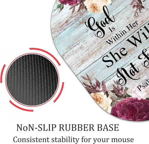 Vista 7 de Alfombrilla de mouse personalizada para juegos y combinación de posavasos, diseño de flor de la Biblia Salmo 46-5, base de goma antideslizante