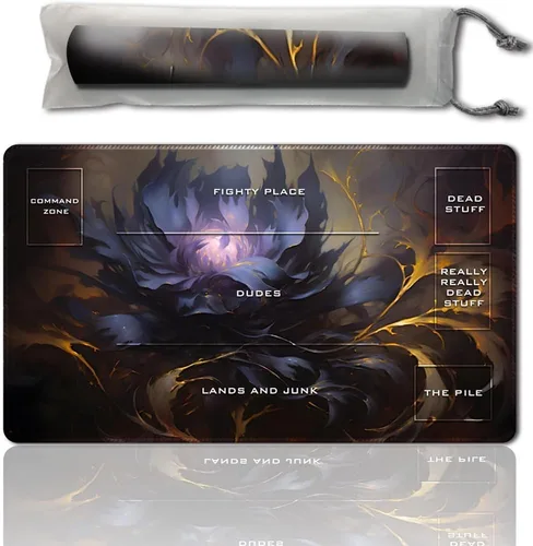 Vista 14 de MTG - Tapete de juego de operaciones auxiliares para MTG TCG, tapete de juego de 24 x 14 pulgadas, tapete de juego entintado con bolsa