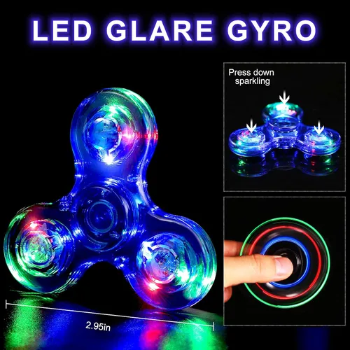 Vista 4 de SCIONE Paquete de 5 juguetes giratorios con luz LED, juguetes sensoriales que brillan en la oscuridad para niños, juguetes antiestrés para aliviar