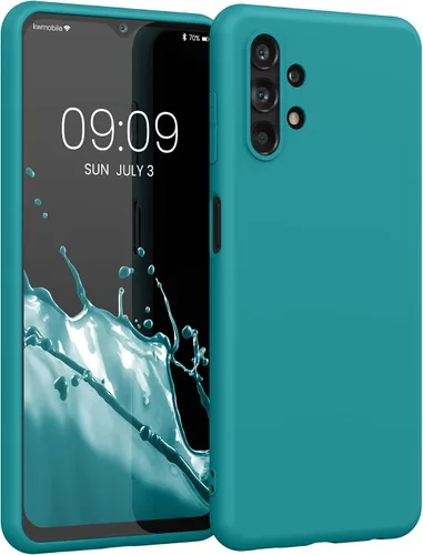 Vista 257 de kwmobile Funda compatible con Samsung Galaxy A12 - Funda protectora de silicona TPU suave y delgada - Azul Báltico