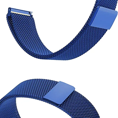 Vista 6 de Correa de reloj de liberación rápida compatible con Fossil Gen 5E Smartwatch Correa de repuesto de malla metálica de acero Azul