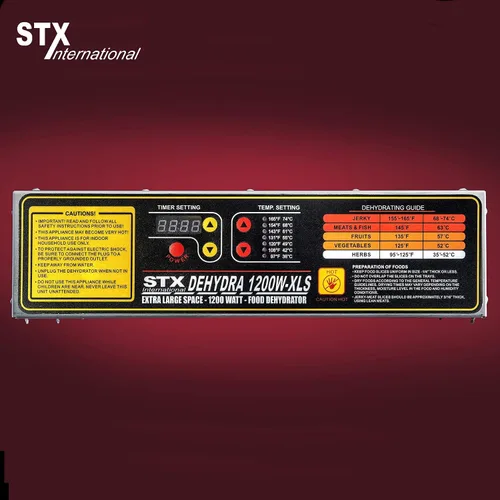 Vista 6 de STX Internacional stx-deh-1200 W-xls Maquina deshidratadora de alimentos de Acero Inoxidable Digital – 10 charolas – 1200 Watts – 165 grados