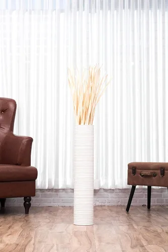 Vista 5 de Leewadee Florero grande de 26 pulgadas de madera de mango para hierba de pampas, flores secas Blanco