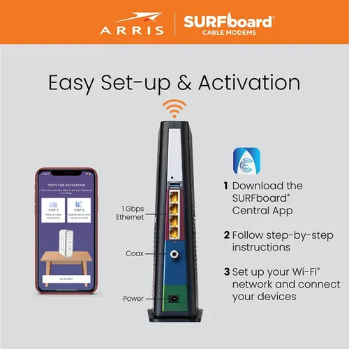 Vista 6 de Arris (SBG8300-RB) - Combo de Router de Módem de Cable - DOCSIS 3.1 Gigabit Rápido & WiFi AC2350, Comcast Xfinity, Cox, Spectrum & Más, Velocidades