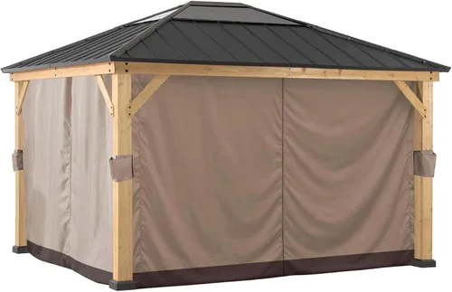 Vista 7 de SUNJOY Paneles de mosquitera de repuesto, resistentes al agua, 4 paneles para glorieta Sunjoy de 9 x 9 pies, protección de patio y patio