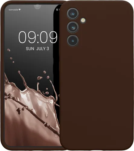 Vista 5 de kwmobile Funda compatible con Samsung Galaxy A34 5G - Funda delgada de silicona TPU - Acabado suave al tacto - Chocolate