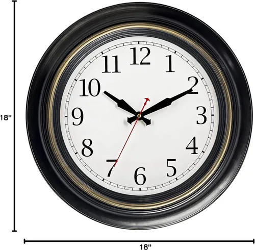Vista 7 de Bernhard Products Reloj de pared grande de 18 pulgadas, de cuarzo, silencioso, sin tictac, funciona con pilas, para el hogar, sala de estar, sobre