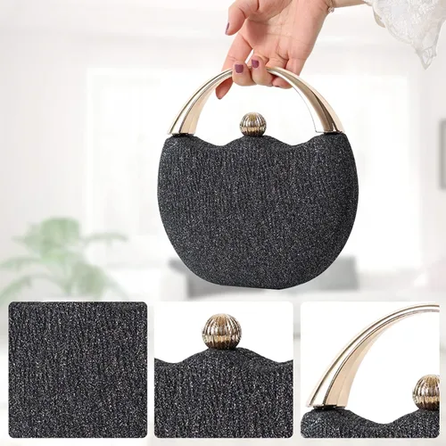 Vista 5 de Bolso de noche para mujer, bolso de embrague con purpurina, bolso de boda para novia, bolso brillante