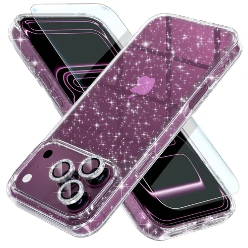 Vista 17 de Choiche, funda para iPhone 14 de mujer, brillante, protección de grado militar, 2 cubiertas de lentes de cámara Diamond, 2 protectores de vidrio