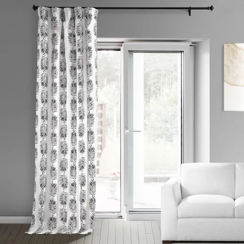 Vista 3 de HPD Half Price Drapes Cortinas florales de algodón de lujo con estampado de 84 pulgadas de largo (1 panel), modernas cortinas de oscurecimiento