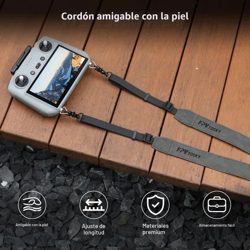 Vista 4 de FPVtosky Cordón para DJI RC 2 y RC y RC Pro 2, correa de cuello RC, cuero suave compatible con accesorios de mando a distancia DJI