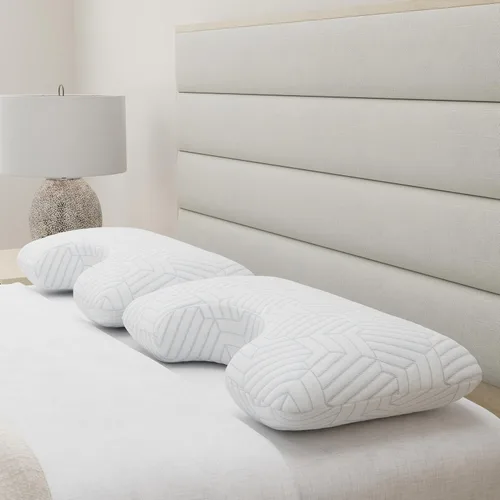 Vista 4 de Almohada cervical de espuma viscoelástica para aliviar el dolor de cuello, almohada refrescante de apoyo para el cuello con curva ergonómica, funda