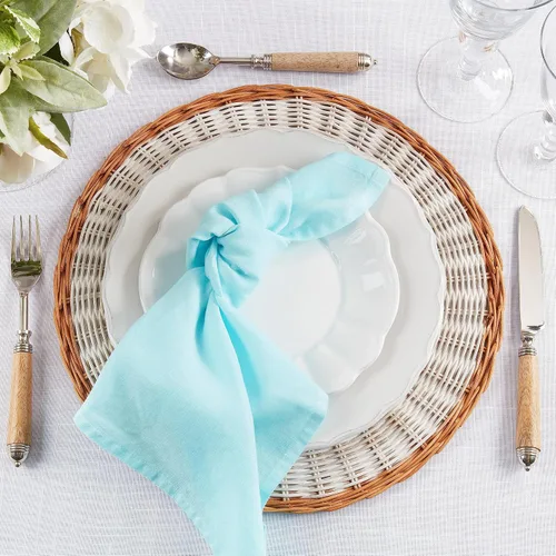 Vista 4 de Saro Lifestyle Pure Linen Elegance Servilleta de mesa (juego de 4), aguamarina, 20 pulgadas