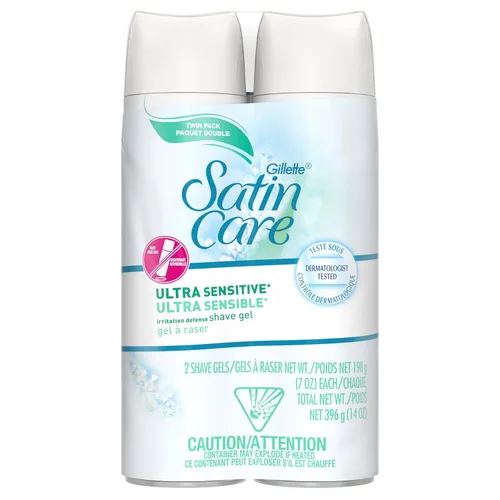 Vista 8 de Gillette Satin Care Gel de afeitado ultra sensible para mujer, paquete de 2, 7 onzas cada uno, sin frangrancia