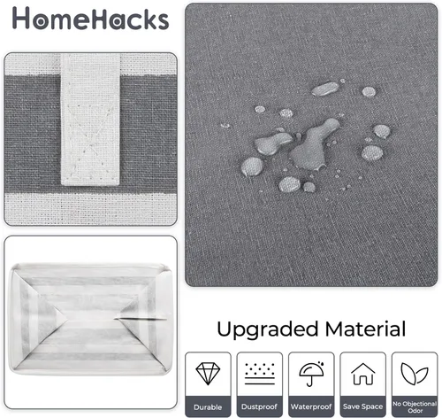 Vista 5 de HomeHacks Paquete de 3 cestas grandes para la ropa sucia, 75 litros cada una, impermeable, cesta de ropa independiente, cesta de ropa alta plegable
