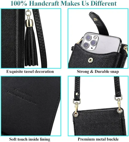 Vista 7 de Peacocktion - Bolso pequeño para teléfono celular, para mujeres, minibolso de hombro ligero para cruzarse por el cuello, con ranuras para tarjetas