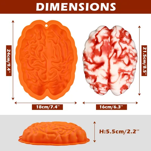 Vista 2 de Webake Moldes de gelatina de cerebro de silicona, moldes de gelatina de cerebro para pasteles, moldes de chocolate de 9 pulgadas, moldes de cerebro
