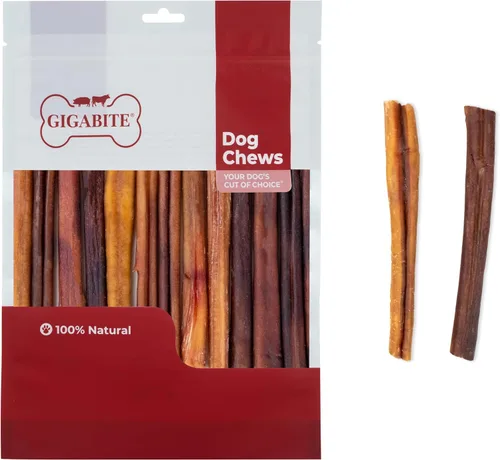Vista 6 de GigaBite Golosinas y Mordedores Naturales de Ingrediente Único de Rango Libre - Palitos Bully/Palitos de Vejiga/Esófago de Res de Best Pet Supplies