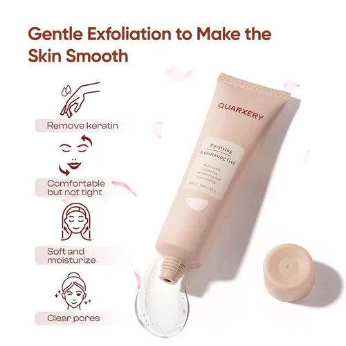 Vista 3 de QUARXERY Gel exfoliante purificador para cara, 2 unidades de gel exfoliante hidratante suave, limpiador exfoliante facial que elimina la piel