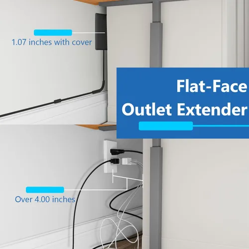 Vista 3 de LIDER LWE3-315-BK - Extensor de toma de corriente de cara plana con 3 receptáculos, enchufe de pared ultrafino, regleta de alimentación con cable