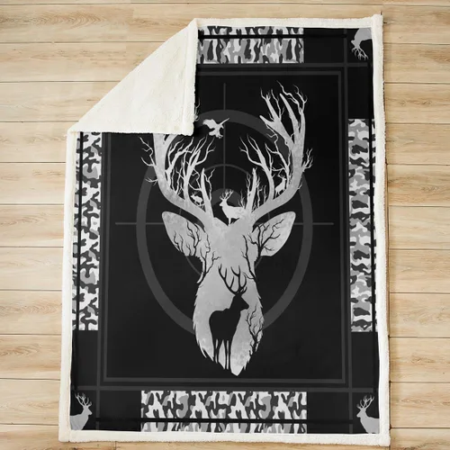 Vista 2 de Manfei Manta de camuflaje gris para sofá, manta de cama temática de caza de animales salvajes para niños y adultos, decoración de habitación, manta