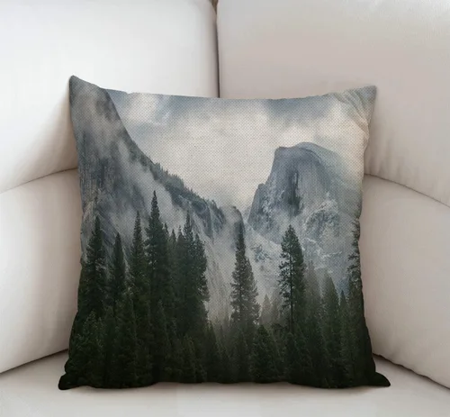Vista 2 de Swono Funda de almohada decorativa de 18 x 18 pulgadas, parque nacional, naturaleza, montañas, niebla, sofá, funda de cojín para decoración moderna