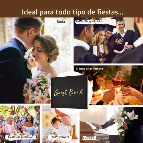 Vista 6 de JUBTIC Libro de invitados negro para funeral, libro de registro de invitados para recepción, boda, baby shower, cumpleaños, despedida de soltera