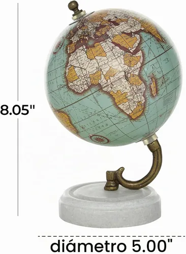 Vista 5 de [Usado] Deco 79 Globo de mapa del mundo de mármol, globo de 5 x 5 x 8 pulgadas Aguamarina