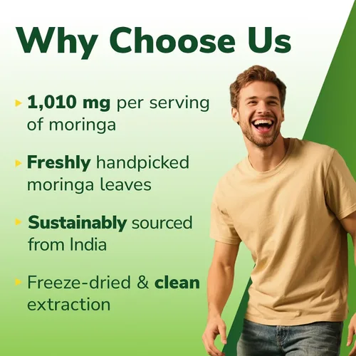 Vista 6 de Vitalibre Moringa 1,010 mg, potencia máxima, superalimento verde completo, rico en antioxidantes, sin gluten ni cafeína, sin OMG, energía, inmune