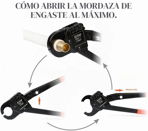 Vista 4 de iCrimp - Herramientas de crimpado PEX de cabeza angulada que funcionan en tubos PEX de 1 pulgada con medidor Go/No-Go que se adapta a todas